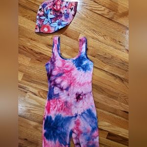 2 Piece Bundle- Tie Dye Romper & Bucket Hat, Festival Outfit